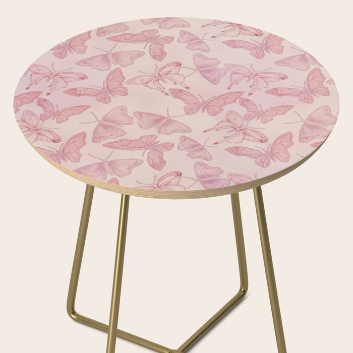 Butterfly Pattern soft pink pastel Side Table Gallery Image 2
