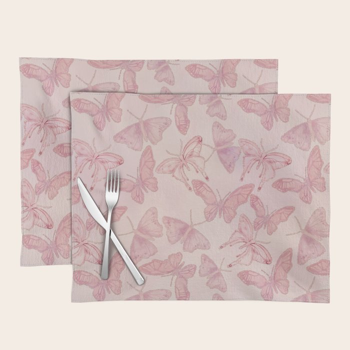 Butterfly Pattern soft pink pastel Placemat Gallery Image 1