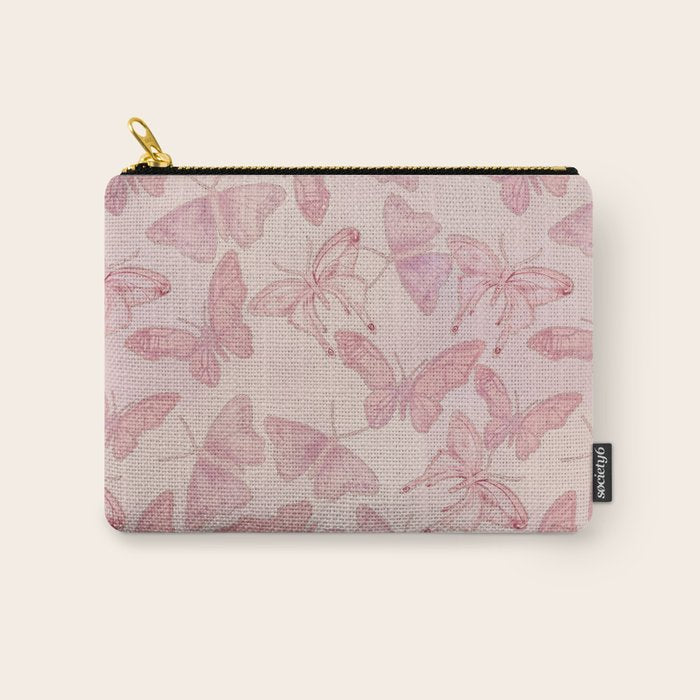 Butterfly Pattern soft pink pastel Carry All Pouch Gallery Image 1