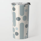 Effervescence - Mid Century Modern Minimalist Abstract Pattern in Light Blue-Gray and Cream Travel Mug Gallery Image 2