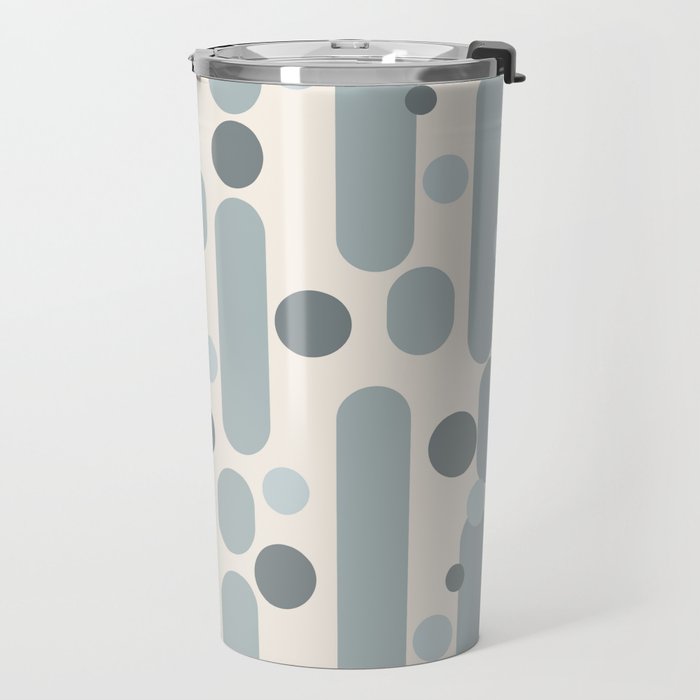 Effervescence - Mid Century Modern Minimalist Abstract Pattern in Light Blue-Gray and Cream Travel Mug Gallery Image 2