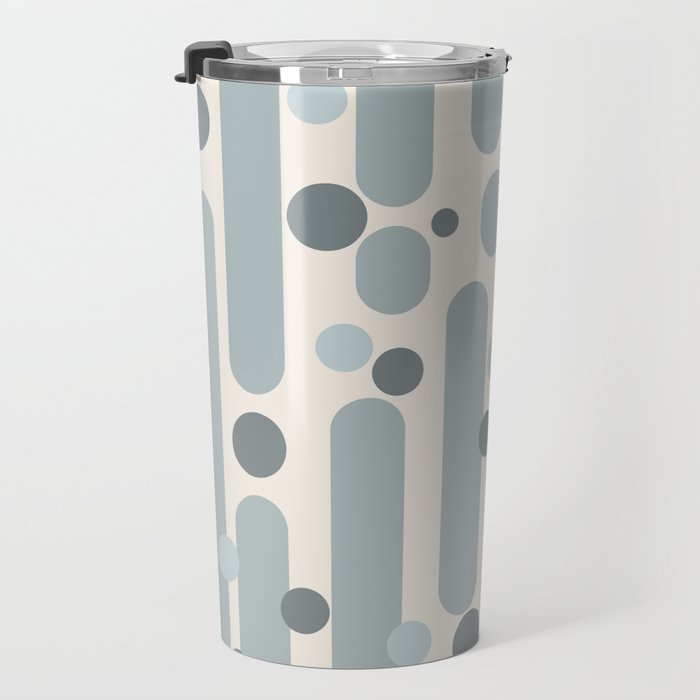Effervescence - Mid Century Modern Minimalist Abstract Pattern in Light Blue-Gray and Cream Travel Mug Gallery Image 3
