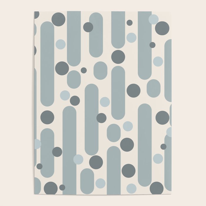 Effervescence - Mid Century Modern Minimalist Abstract Pattern in Light Blue-Gray and Cream Poster Gallery Image 1