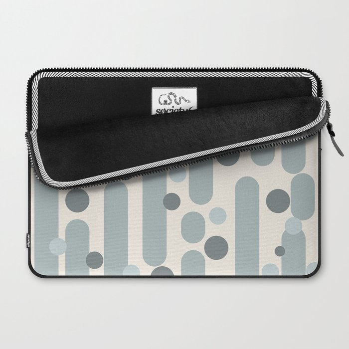 Effervescence - Mid Century Modern Minimalist Abstract Pattern in Light Blue-Gray and Cream Laptop Sleeve Gallery Image 2