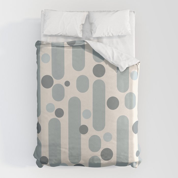 Effervescence - Mid Century Modern Minimalist Abstract Pattern in Light Blue-Gray and Cream Duvet Cover Gallery Image 1