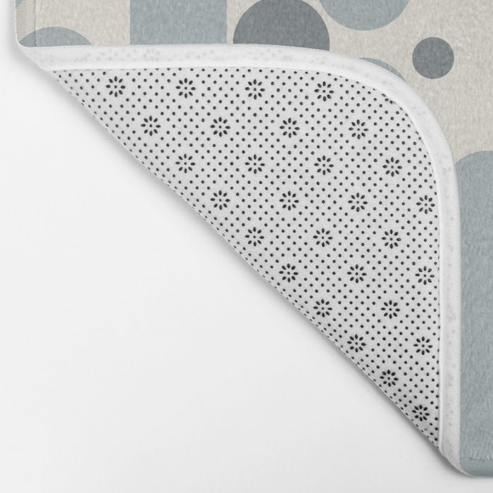 Effervescence - Mid Century Modern Minimalist Abstract Pattern in Light Blue-Gray and Cream Bath Mat Gallery Image 2