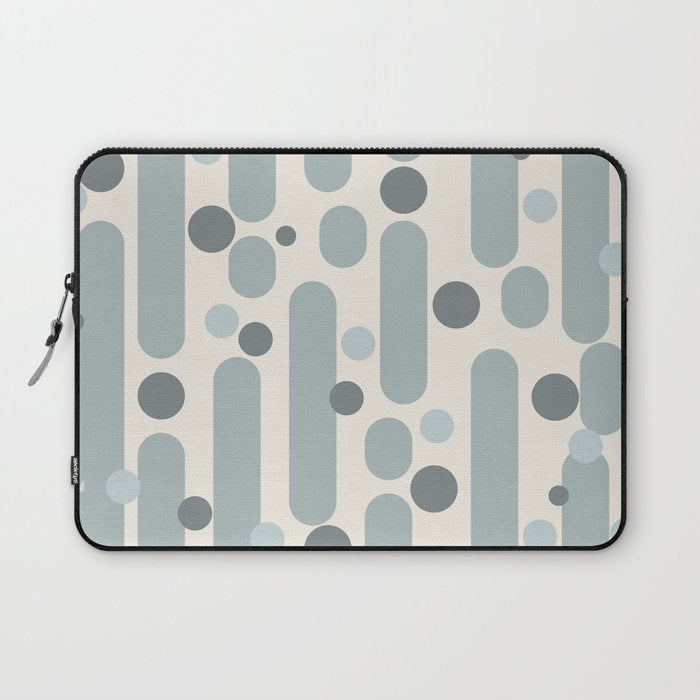 Effervescence - Mid Century Modern Minimalist Abstract Pattern in Light Blue-Gray and Cream Laptop Sleeve Gallery Image 1
