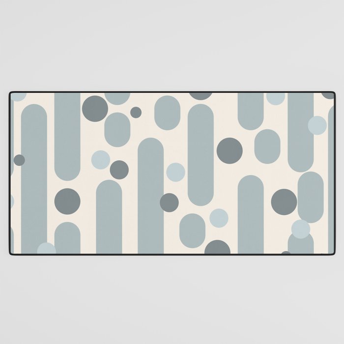 Effervescence - Mid Century Modern Minimalist Abstract Pattern in Light Blue-Gray and Cream Desk Mat Gallery Image 3
