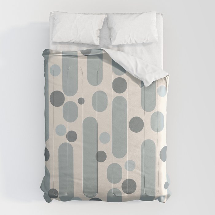 Effervescence - Mid Century Modern Minimalist Abstract Pattern in Light Blue-Gray and Cream Comforter Gallery Image 6