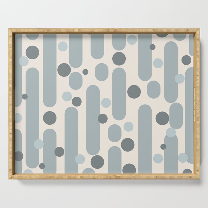 Effervescence - Mid Century Modern Minimalist Abstract Pattern in Light Blue-Gray and Cream Serving Tray Gallery Image 1