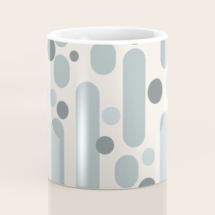 Effervescence - Mid Century Modern Minimalist Abstract Pattern in Light Blue-Gray and Cream Coffee Mug Gallery Image 4