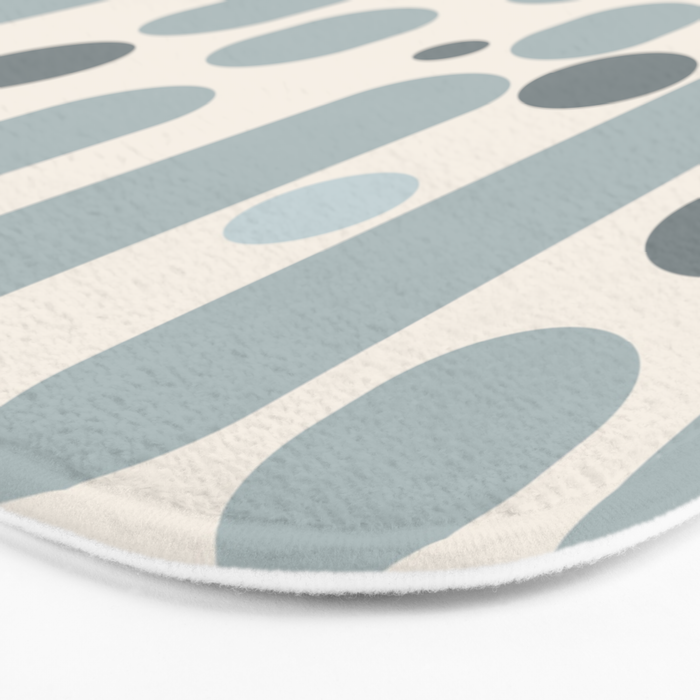 Effervescence - Mid Century Modern Minimalist Abstract Pattern in Light Blue-Gray and Cream Bath Mat Gallery Image 3