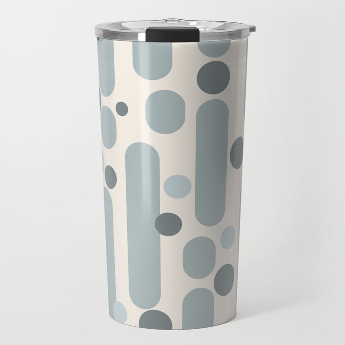 Effervescence - Mid Century Modern Minimalist Abstract Pattern in Light Blue-Gray and Cream Travel Mug Gallery Image 1