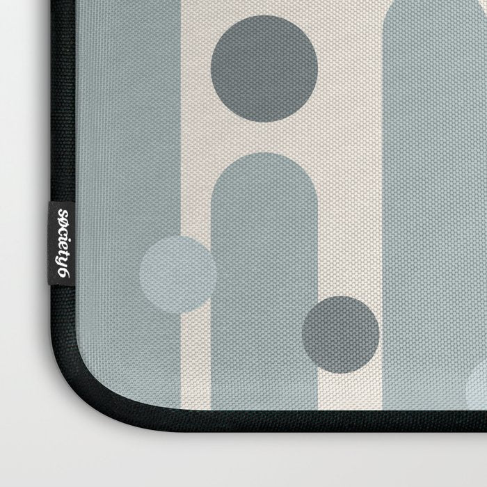 Effervescence - Mid Century Modern Minimalist Abstract Pattern in Light Blue-Gray and Cream Laptop Sleeve Gallery Image 3