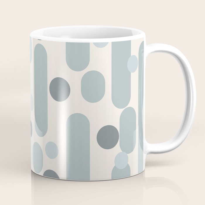 Effervescence - Mid Century Modern Minimalist Abstract Pattern in Light Blue-Gray and Cream Coffee Mug Gallery Image 1