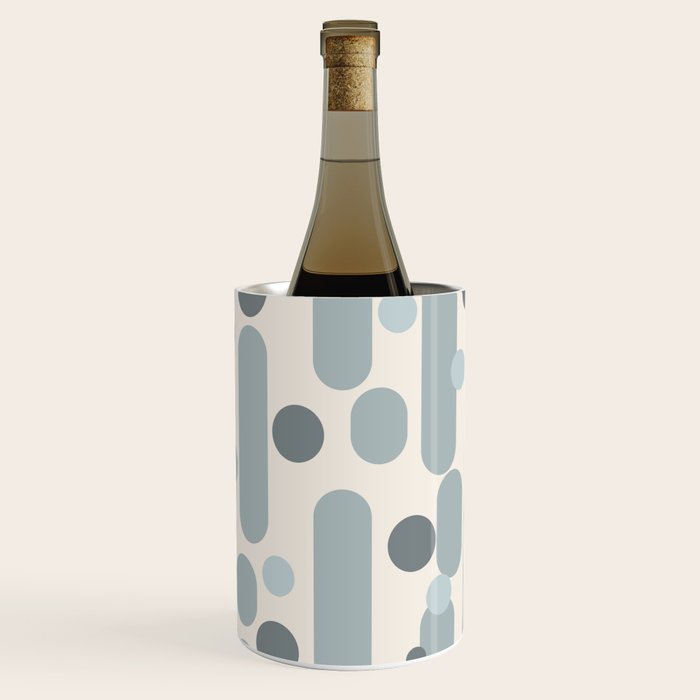 Effervescence - Mid Century Modern Minimalist Abstract Pattern in Light Blue-Gray and Cream Wine Chiller Gallery Image 3