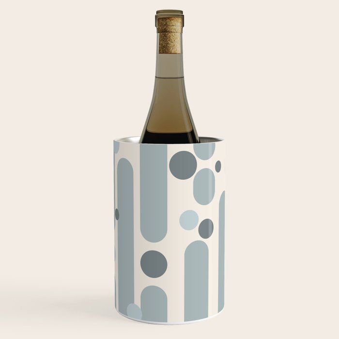 Effervescence - Mid Century Modern Minimalist Abstract Pattern in Light Blue-Gray and Cream Wine Chiller Gallery Image 2