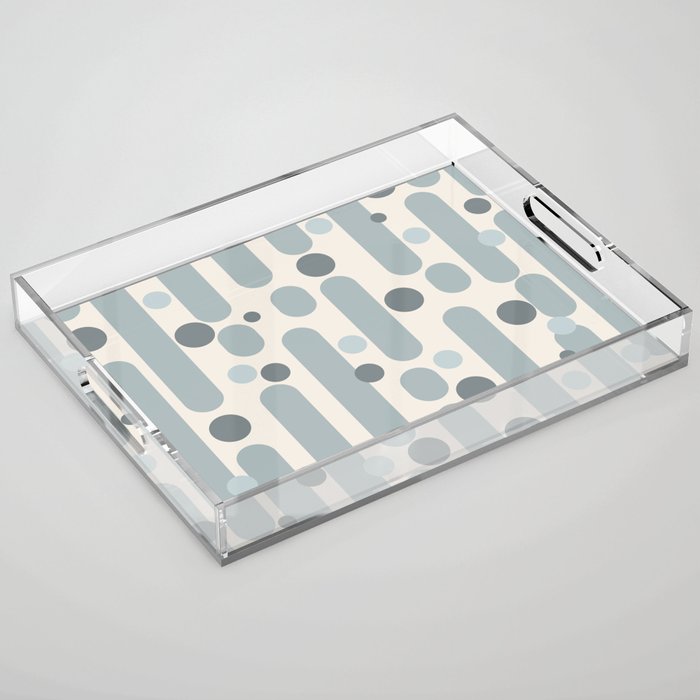 Effervescence - Mid Century Modern Minimalist Abstract Pattern in Light Blue-Gray and Cream Acrylic Tray Gallery Image 1