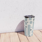 Effervescence - Mid Century Modern Minimalist Abstract Pattern in Light Blue-Gray and Cream Travel Mug Gallery Image 4