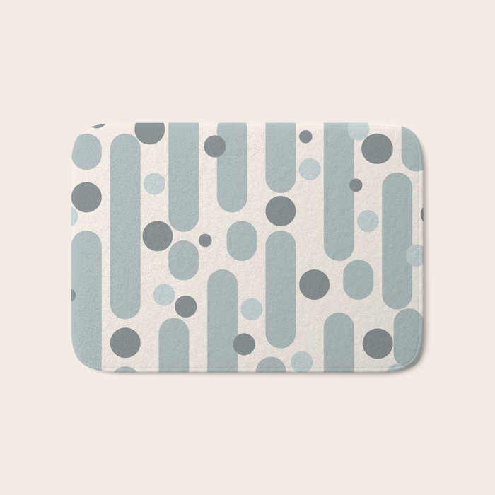 Effervescence - Mid Century Modern Minimalist Abstract Pattern in Light Blue-Gray and Cream Bath Mat Gallery Image 1