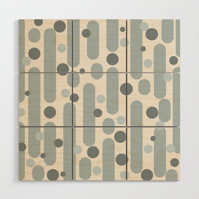 Effervescence - Mid Century Modern Minimalist Abstract Pattern in Light Blue-Gray and Cream Wood Wall Art Gallery Image 1
