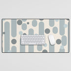Effervescence - Mid Century Modern Minimalist Abstract Pattern in Light Blue-Gray and Cream Desk Mat Gallery Image 1
