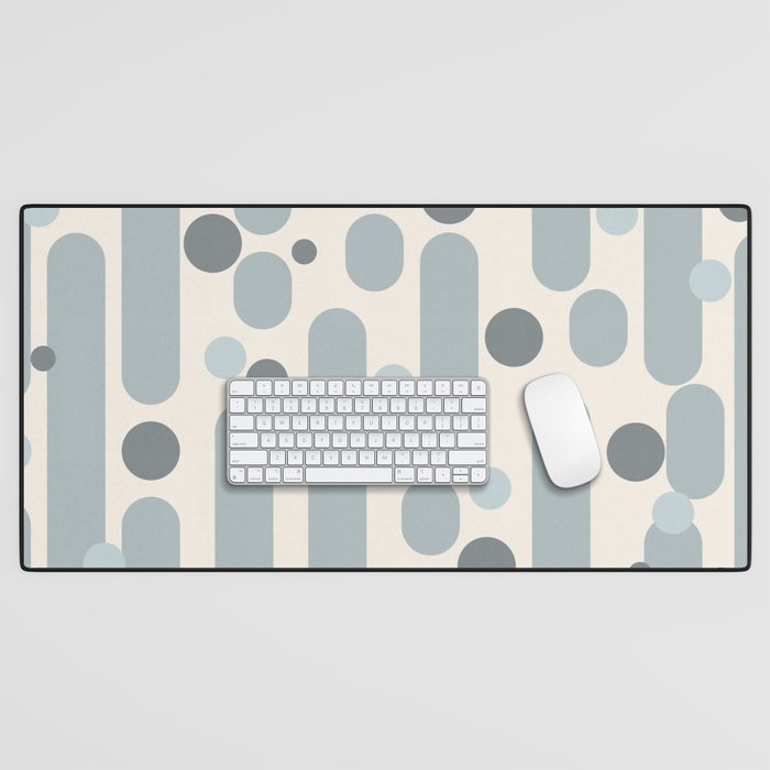 Effervescence - Mid Century Modern Minimalist Abstract Pattern in Light Blue-Gray and Cream Desk Mat Gallery Image 1