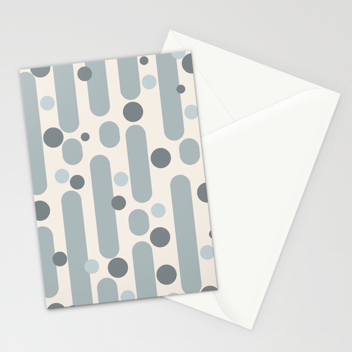 Effervescence - Mid Century Modern Minimalist Abstract Pattern in Light Blue-Gray and Cream Stationery Card Gallery Image 2
