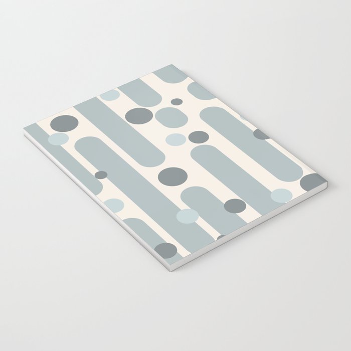 Effervescence - Mid Century Modern Minimalist Abstract Pattern in Light Blue-Gray and Cream Notebook Gallery Image 3