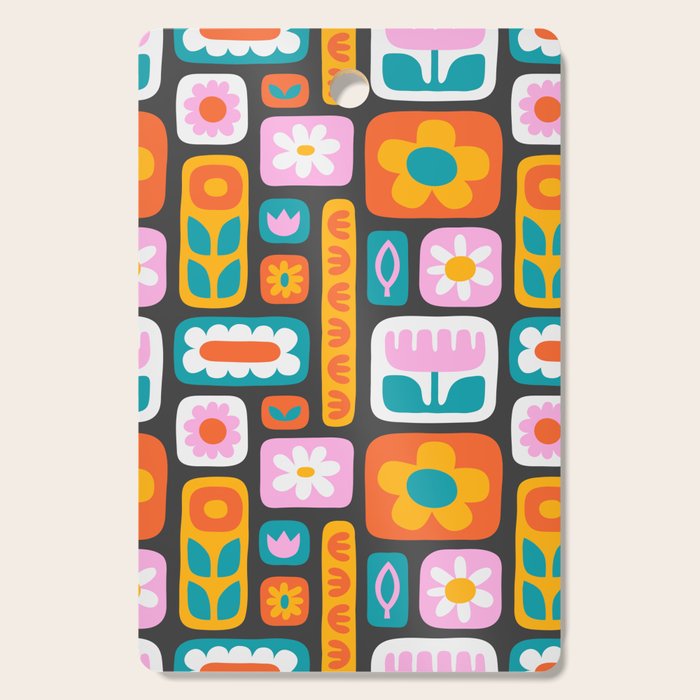 Vintage scandinavian floral art pattern Cutting Board Gallery Image 1