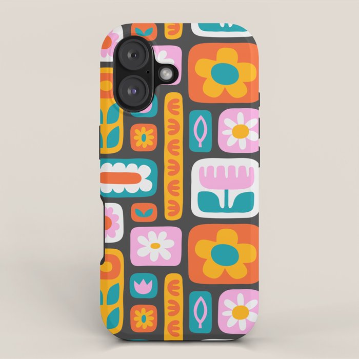 Vintage scandinavian floral art pattern iPhone Case Gallery Image 1