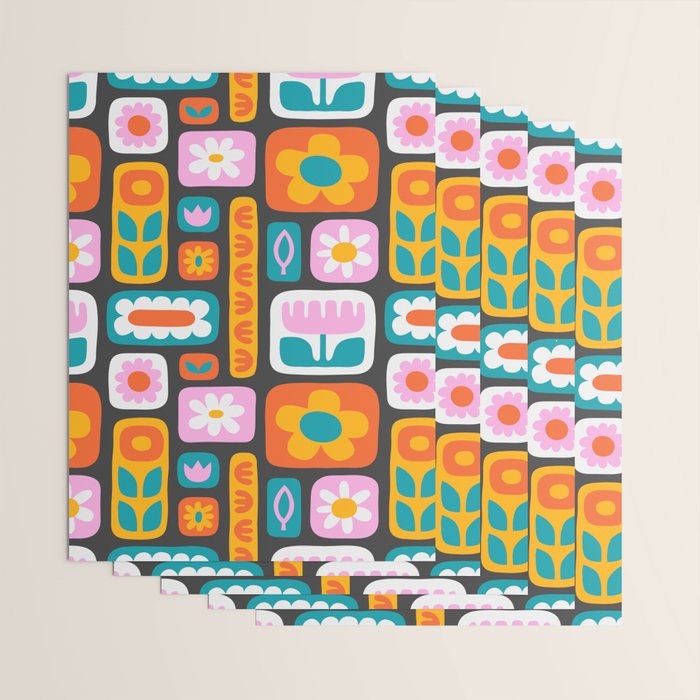 Vintage scandinavian floral art pattern Wrapping Paper Gallery Image 3