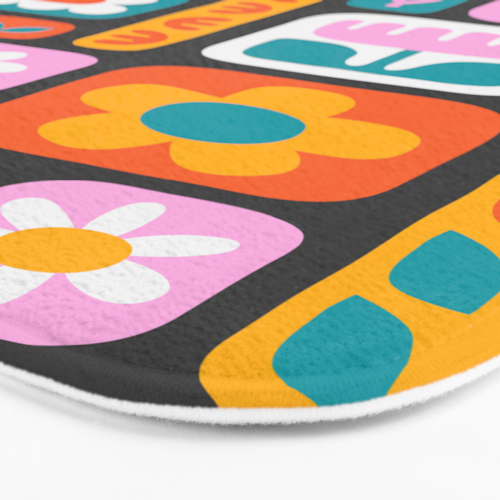 Vintage scandinavian floral art pattern Bath Mat Gallery Image 3