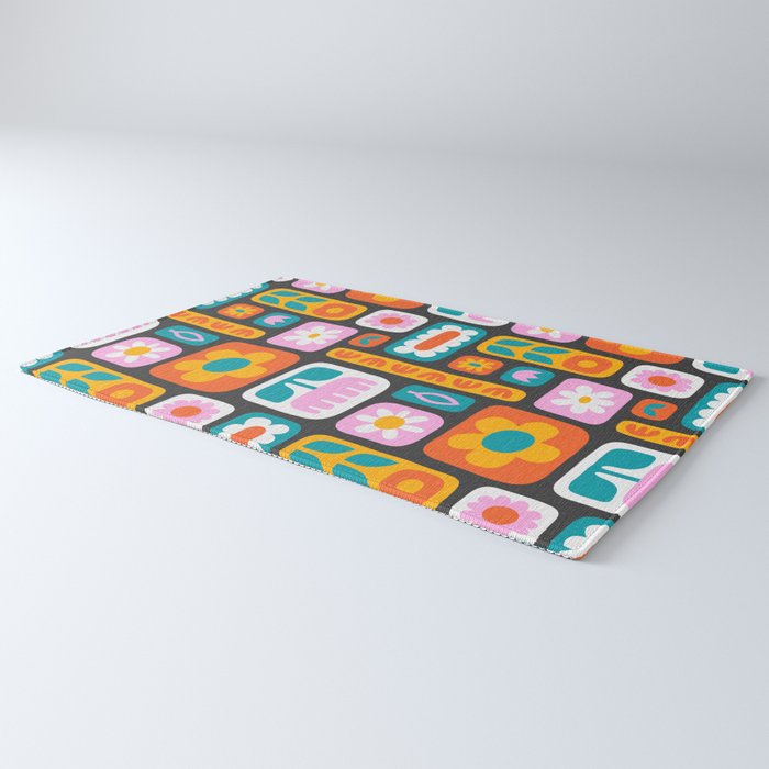 Vintage scandinavian floral art pattern Rug Gallery Image 3