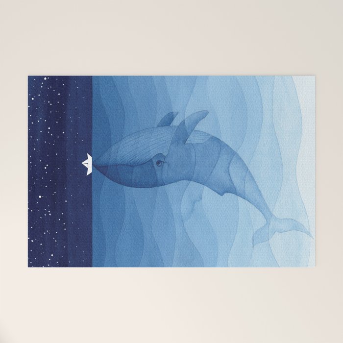 Whale blue ocean Welcome Mat Gallery Image 1