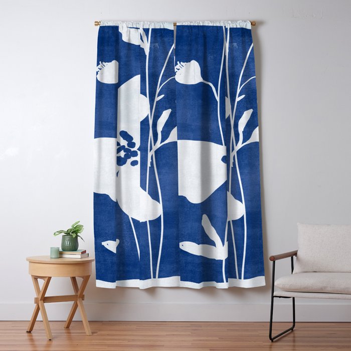 Abstract Minimal Flowers 4/Blue Window Curtain Gallery Image 5