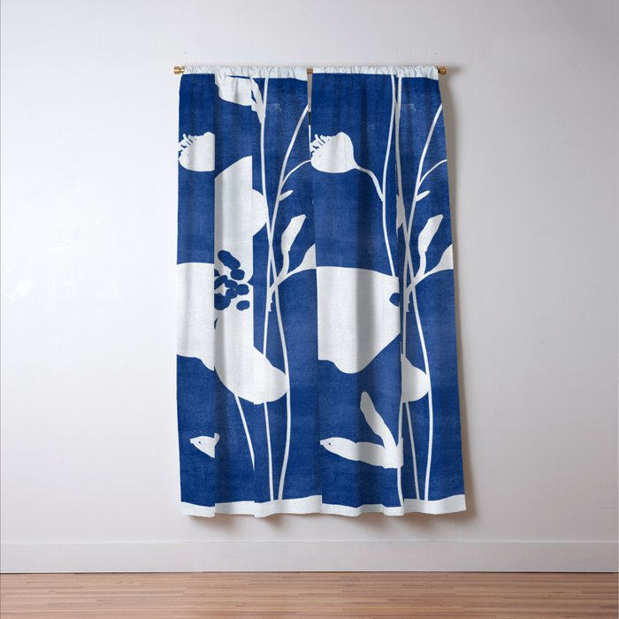 Abstract Minimal Flowers 4/Blue Window Curtain Gallery Image 3