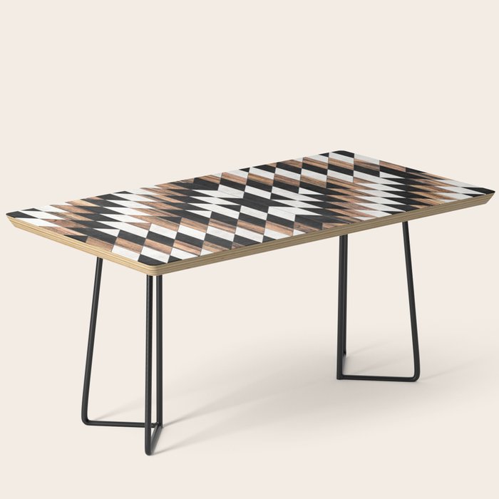 Urban Tribal Pattern No.13 - Aztec - Concrete and Wood Coffee Table Gallery Image 1