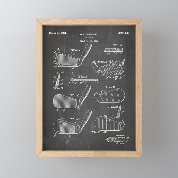 Golf Clubs Patent - Golfing Art - Black Chalkboard Mini Art Print Gallery Image 1