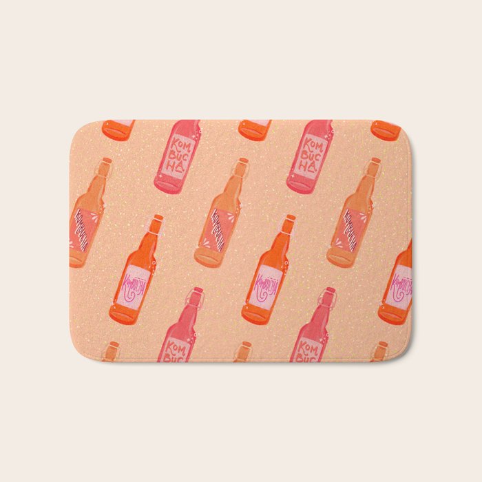Kombucha Bottles - Pink Bath Mat Gallery Image 1