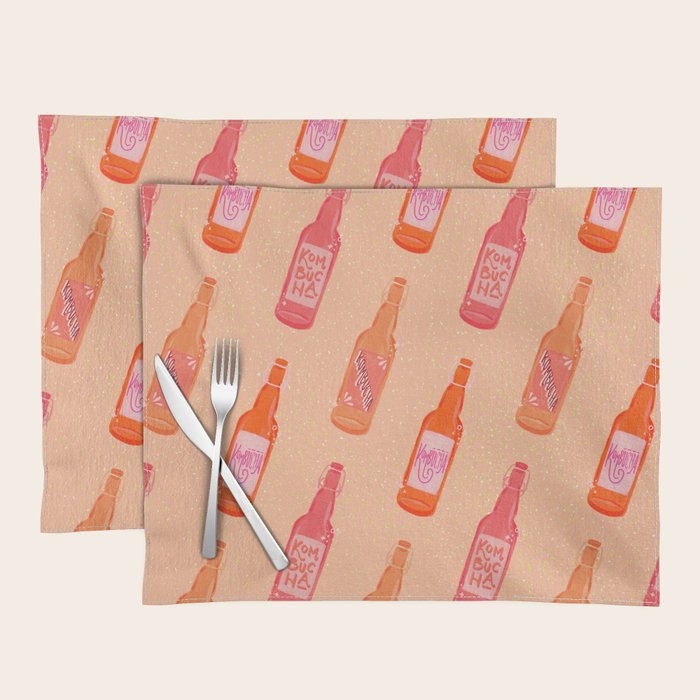 Kombucha Bottles - Pink Placemat Gallery Image 1