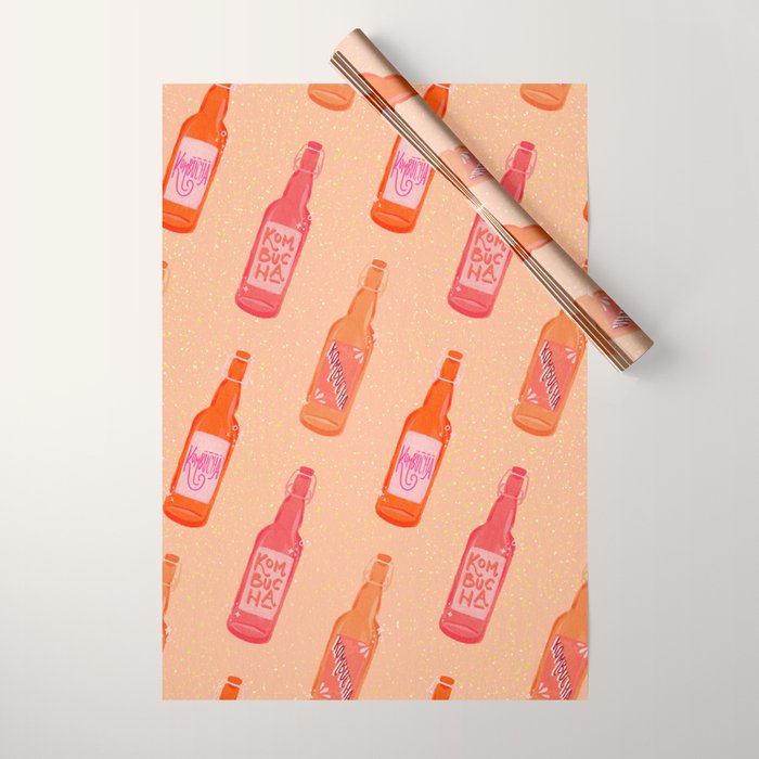 Kombucha Bottles - Pink Wrapping Paper Gallery Image 1