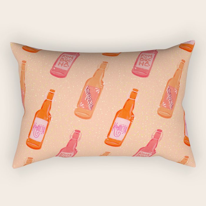 Kombucha Bottles - Pink Rectangular Pillow Gallery Image 1