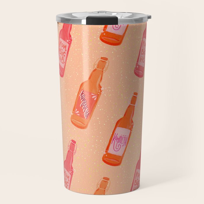 Kombucha Bottles - Pink Travel Mug Gallery Image 1