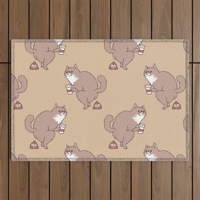 Coffee Makes Cat Poop Outdoor Rug Gallery Image 1