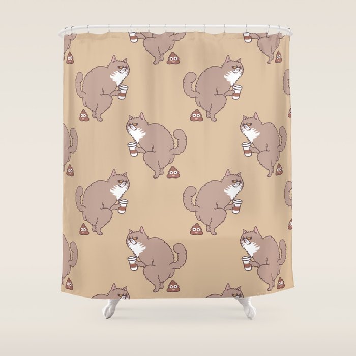 Coffee Makes Cat Poop Shower Curtain Gallery Image 1