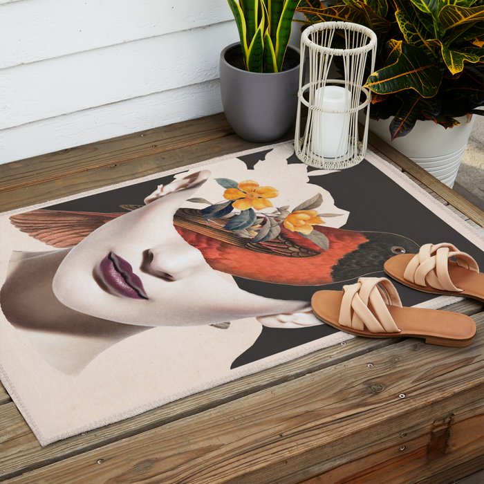 collage art / bird 2 Outdoor Rug Gallery Image 2