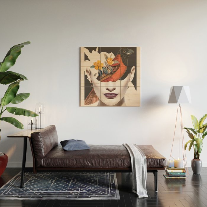 collage art / bird 2 Wood Wall Art Gallery Image 2