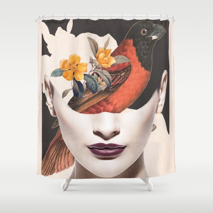 collage art / bird 2 Shower Curtain Gallery Image 1