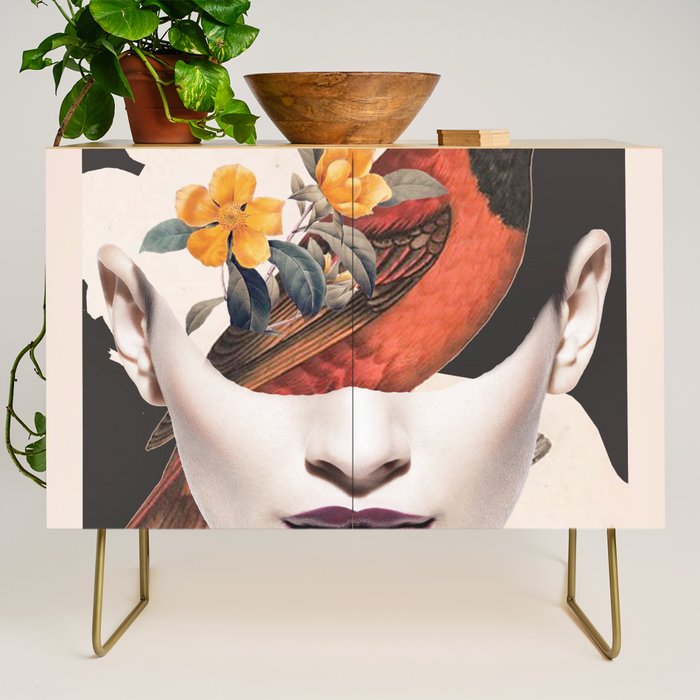 collage art / bird 2 Credenza Gallery Image 1